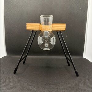 Modern Glass and Wood Plant Propagation with Bulb Vase and Stand